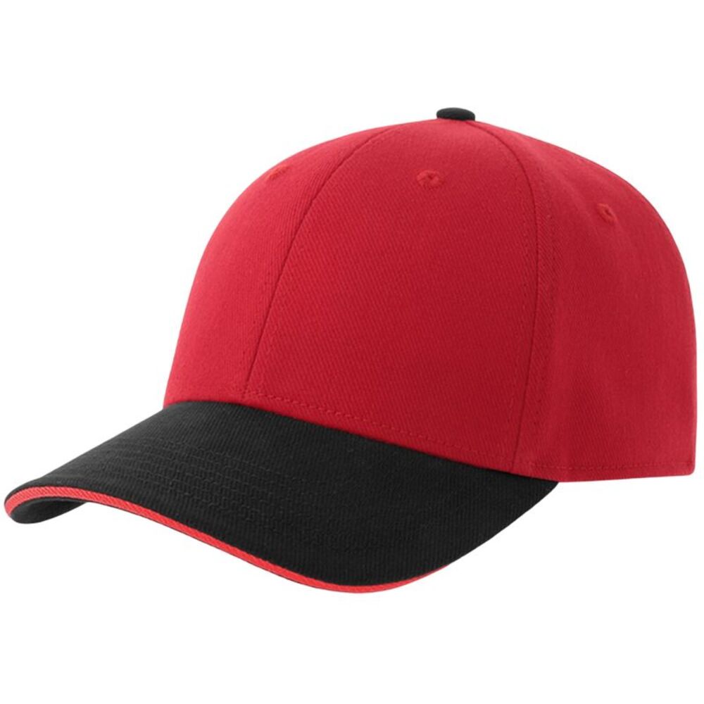 Atlantis Unisex Adult Liberty Sandwich 6 Panel Sustainable Cap / Black/Red